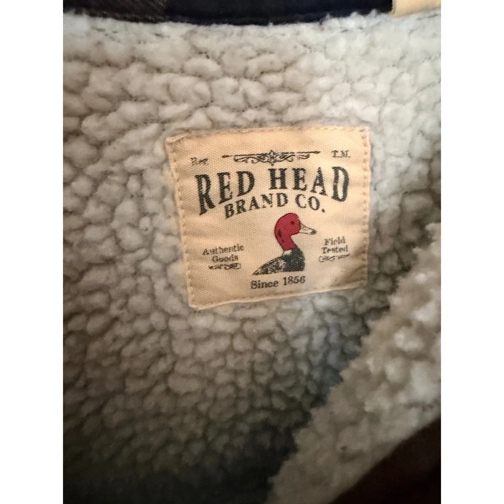 RedHead Mens Sherpa Lined Flannel Shirt Jacket Brown Black Buffalo Plaid XL